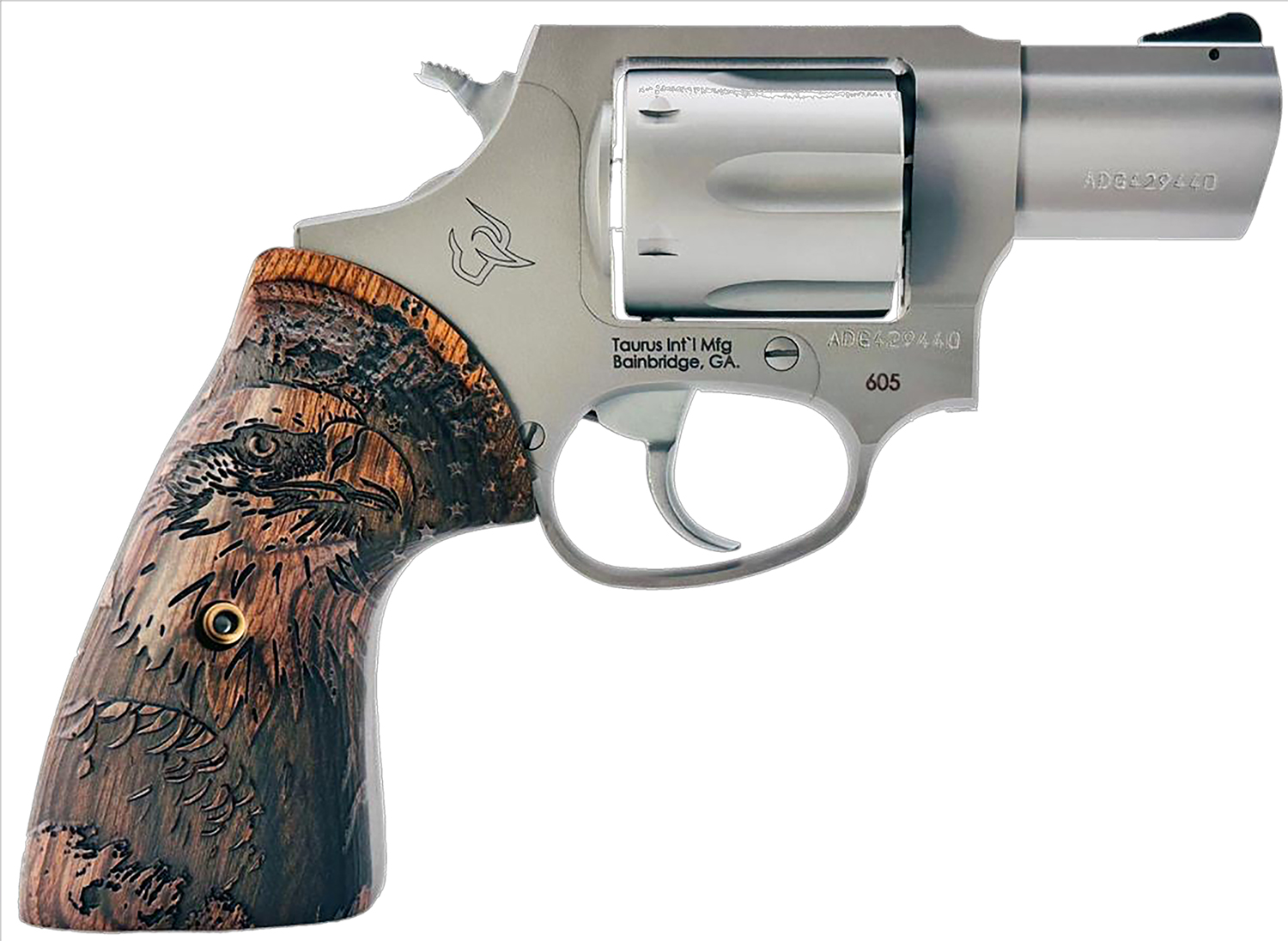Taurus 605 357 Mag/38 Spl+P 2" Stainless Revolver Eagle Wood Grip