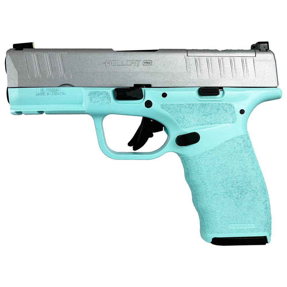 Springfield Hellcat Pro 9mm Robins Egg Blue Frame Silver Slide 3.7" 15rd (2)