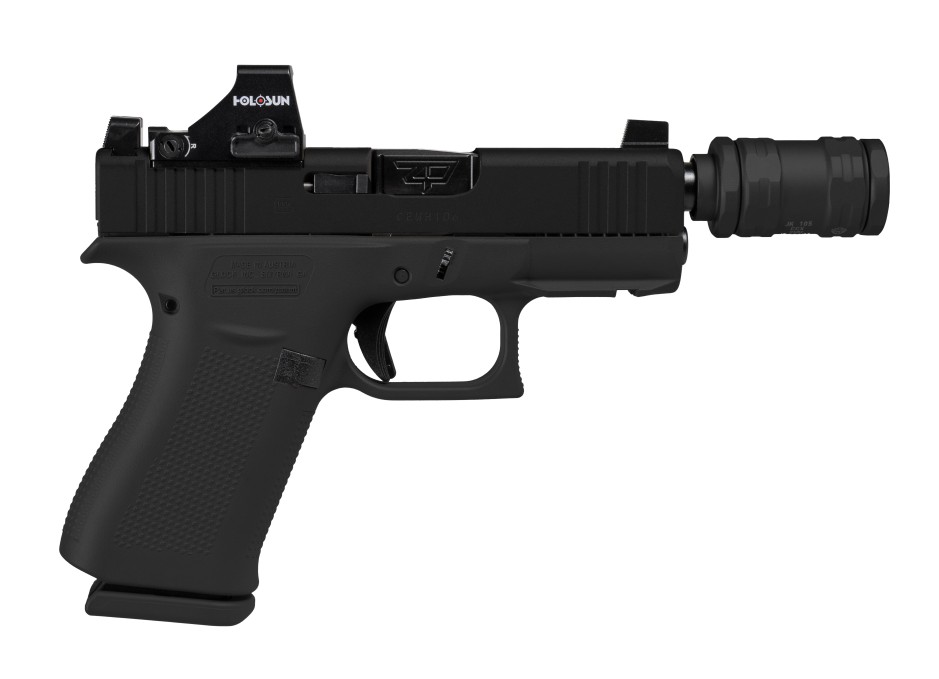 GLOCK SCT SHARK PUPPY 43X 9MM 3.4IN THREADED BARREL 10RD BLACK HOLOSUN 407K JK CCX9 INCLUDED UX4350204SPBLK