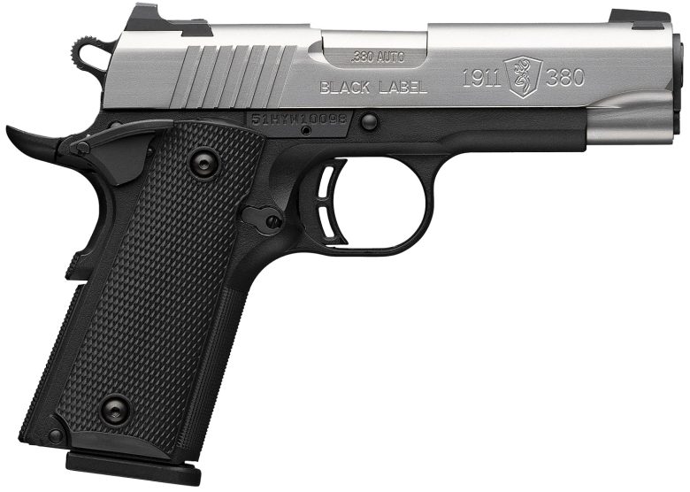 Browning 051119492 1911-380 Compact 380 ACP 8+1 3.63" Stainless Steel Barrel, Satin Stainless Steel Serrated Slide, Matte Black Aluminum Frame, Black Polymer Grip