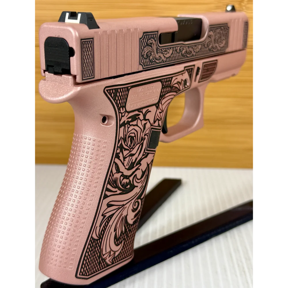 Glock 43X "Glock & Roses II" Pink 9mm Pistol 3.4" Barrel 10rd (2) USA with Rail