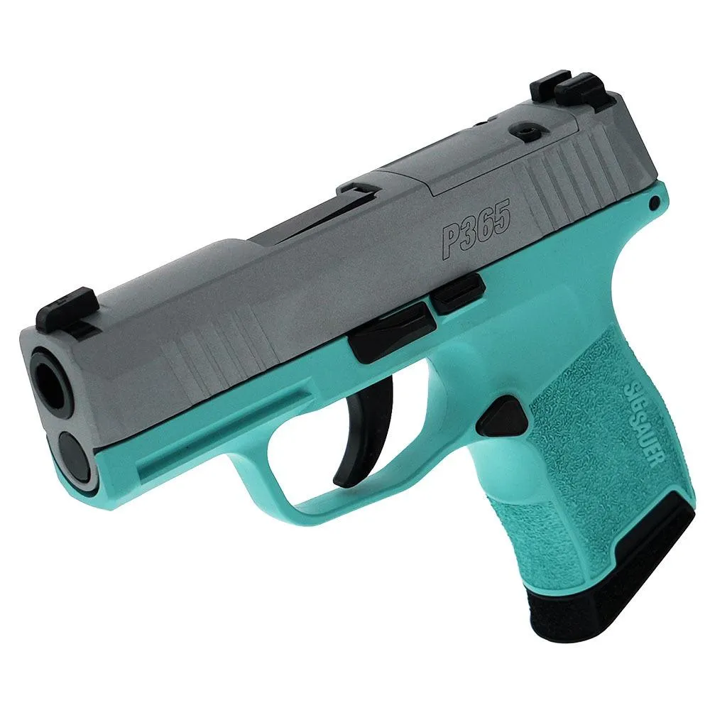 Sig P365 9mm Silver Slide Robin's Egg Blue 3.1" Optic Ready 10rd (2)