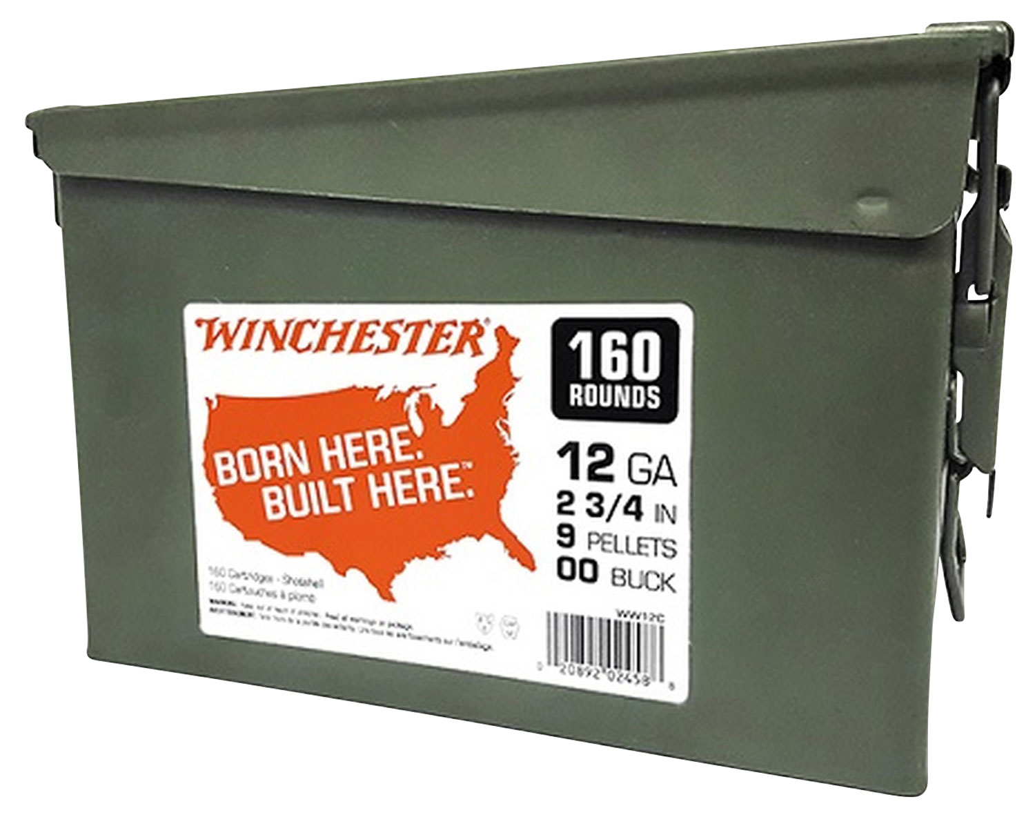Winchester Ammo WW12C USA 12Gauge 2.75" 9Pellets 00Buck Shot 160rds/2 Case *Ammo Can