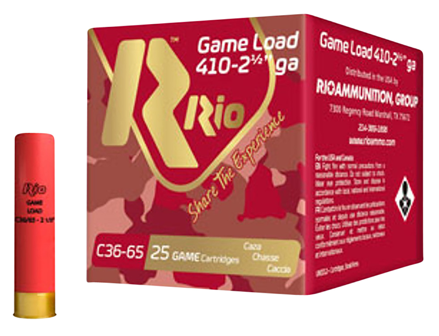 Rio Ammunition RC368 410 Bore 2.5 Inch 1 2 oz 8 Shot 25 Round Box