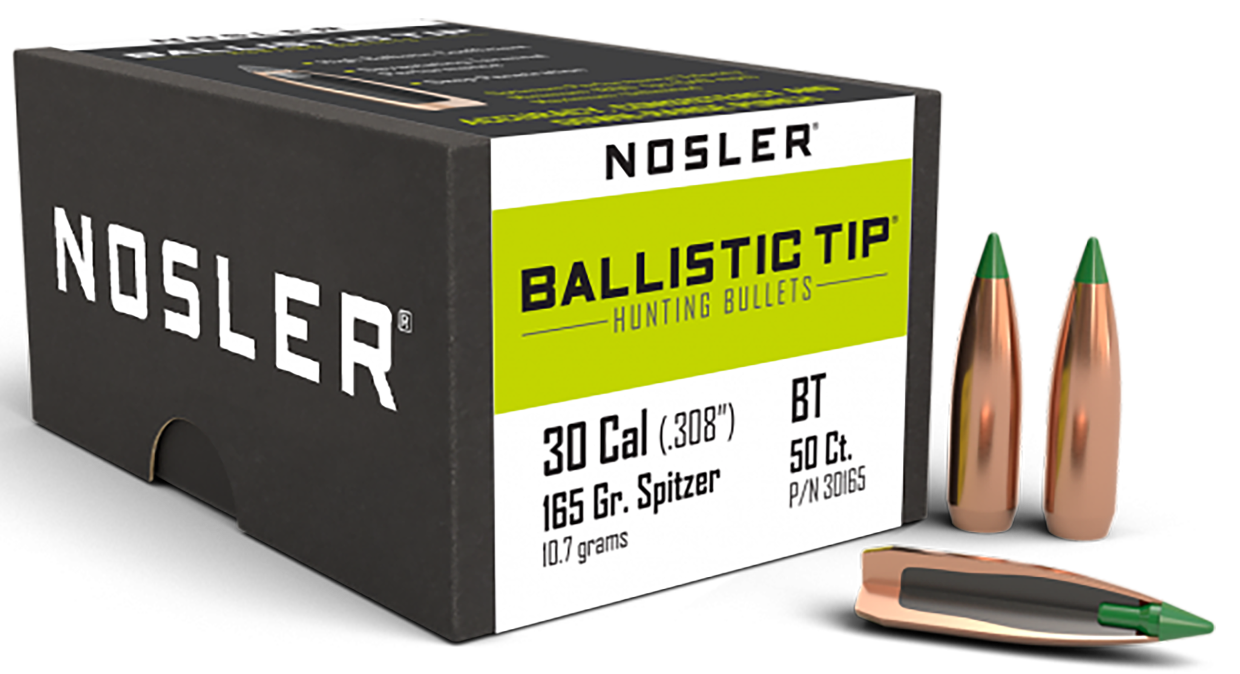 Nosler Ballistic Tip 165 gr .308 Diameter 30 Caliber Spitzer Boat Tail 50 Count - image 4 of 6