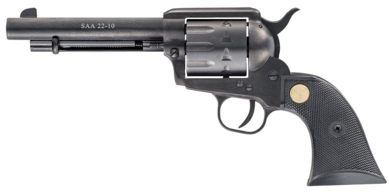 Chiappa Firearms CF340160 SAA 1873 Medium Frame 22 LR 10 Shot, 5.50" Blued Steel Barrel, Blued Steel Frame, Blued Cylinder, Black Plastic Grip, Exposed Hammer