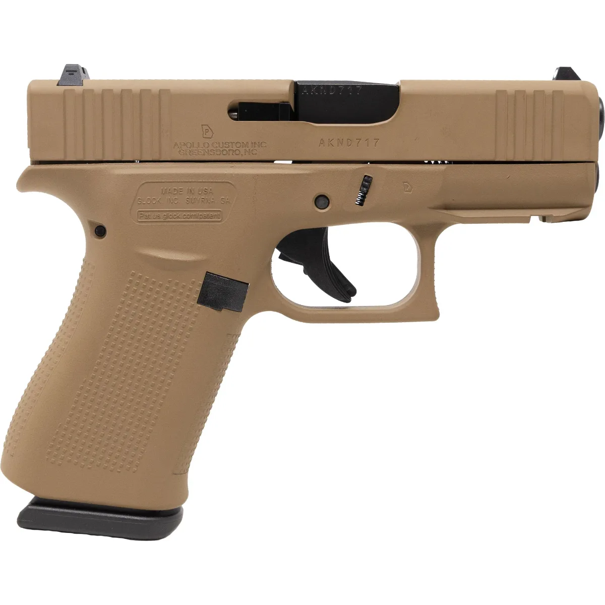 Glock 43X Custom 9mm Full Dark Earth Davidson’s Edition 3.41″