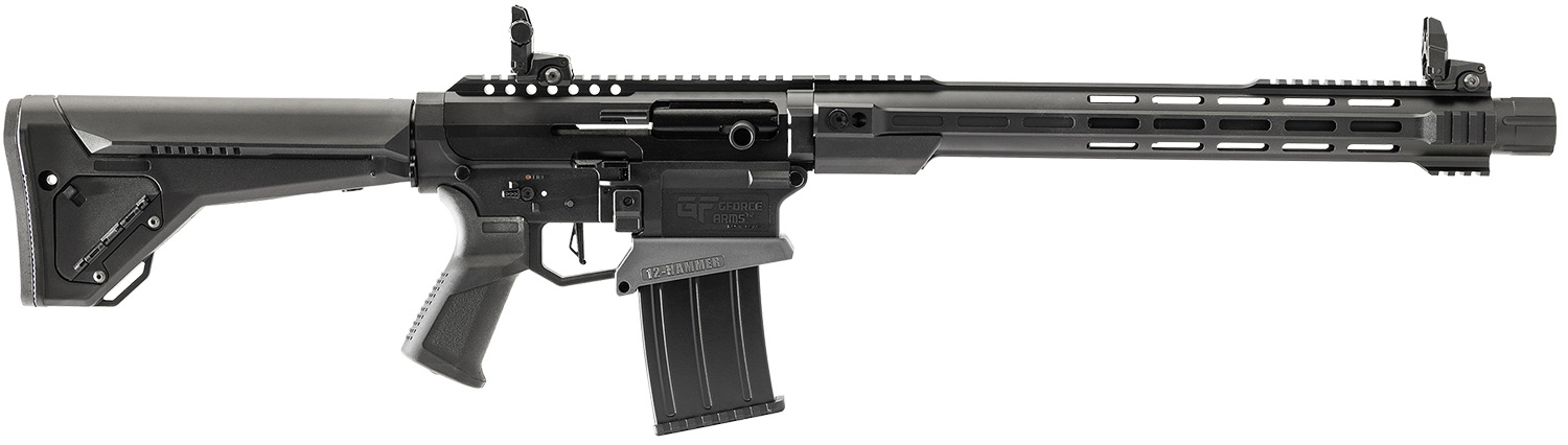 Gforce Arms GF12HMRB MKX3 12-Hammer 12 Gauge Semi-Auto 3" 5+1 18.50" Black Steel Barrel, Black Anodized Aluminum Receiver, Fixed Synthetic Stock