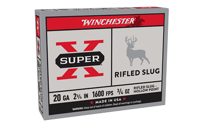 Winchester Super X 20 Gauge 2.75" 3/4oz Rifled Lead Slug Shotgun Ammunition