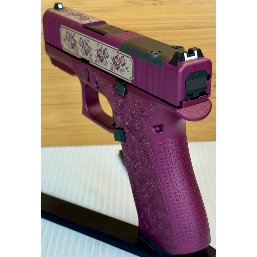 Glock 43X MOS 9mm Glock & Roses Black Cherry Engraved 3.41" 10rd (2)