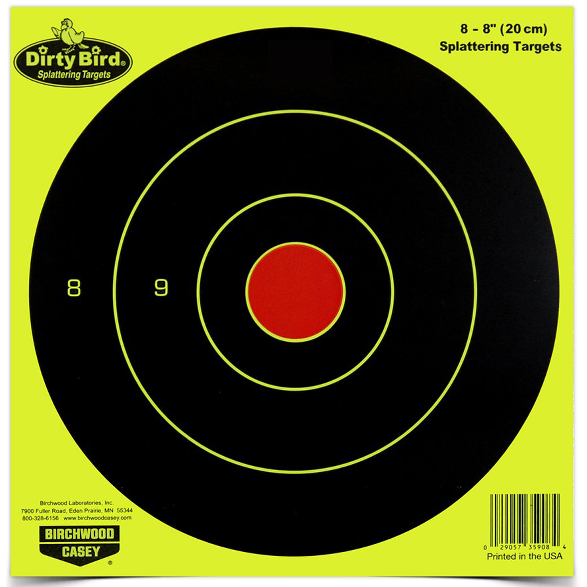 Birchwood Casey Dirty Bird 8" Bullseye Hanging Target, 8-Pack