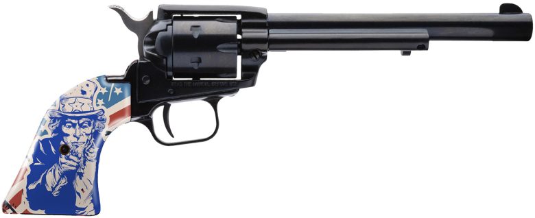 Heritage Mfg RR22B6-US09 Rough Rider 22 LR 6 Shot 6.50" Black Black Zinc Alloy Frame & Cylinder, Ivory w/Red/Blue Uncle Sam Grip, Hammer/Thumb Safety, Exposed Hammer