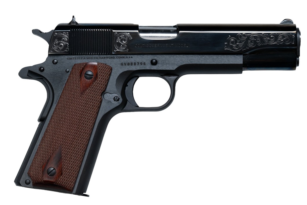 Colt 1911 Government Classic 45 ACP 5" Black Gold Scrolled Barleycorn 7rd