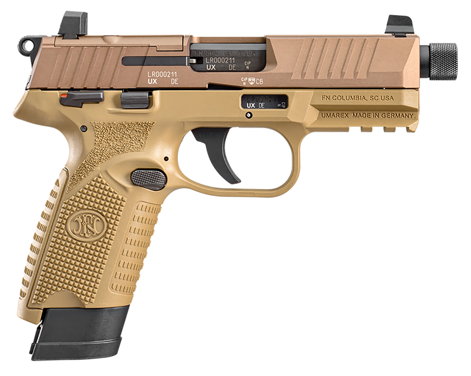 FN 502 Tactical FDE 22 LR 10+1 4.60" Optic Ready Threaded Pistol