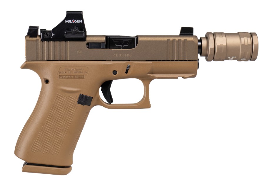 Glock SCT Shark Puppy 43X 9mm FDE Threaded Barrel with Holosun 407K and JK CCX9 10 Round
