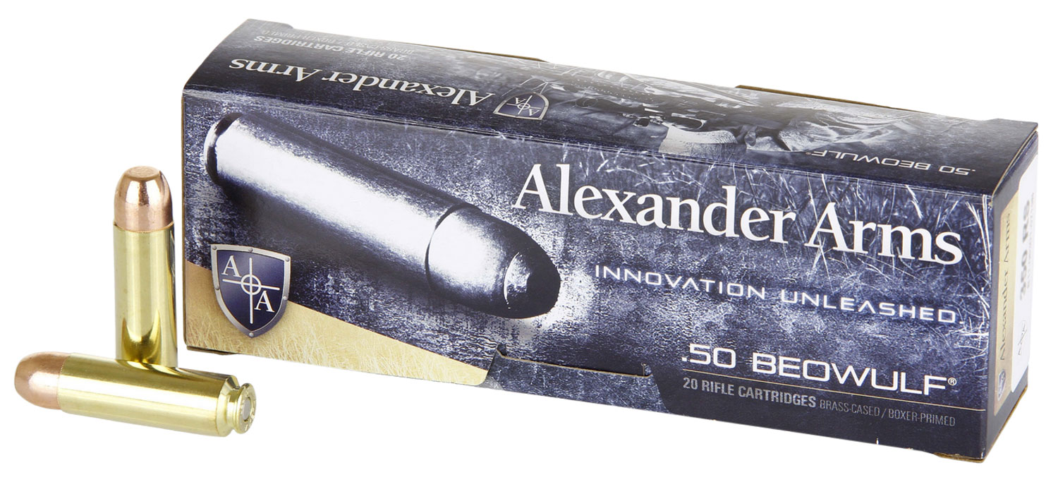 Alexander Arms 50 Beowulf 350gr FP Ammo 20rd Box – AB350RSBOX