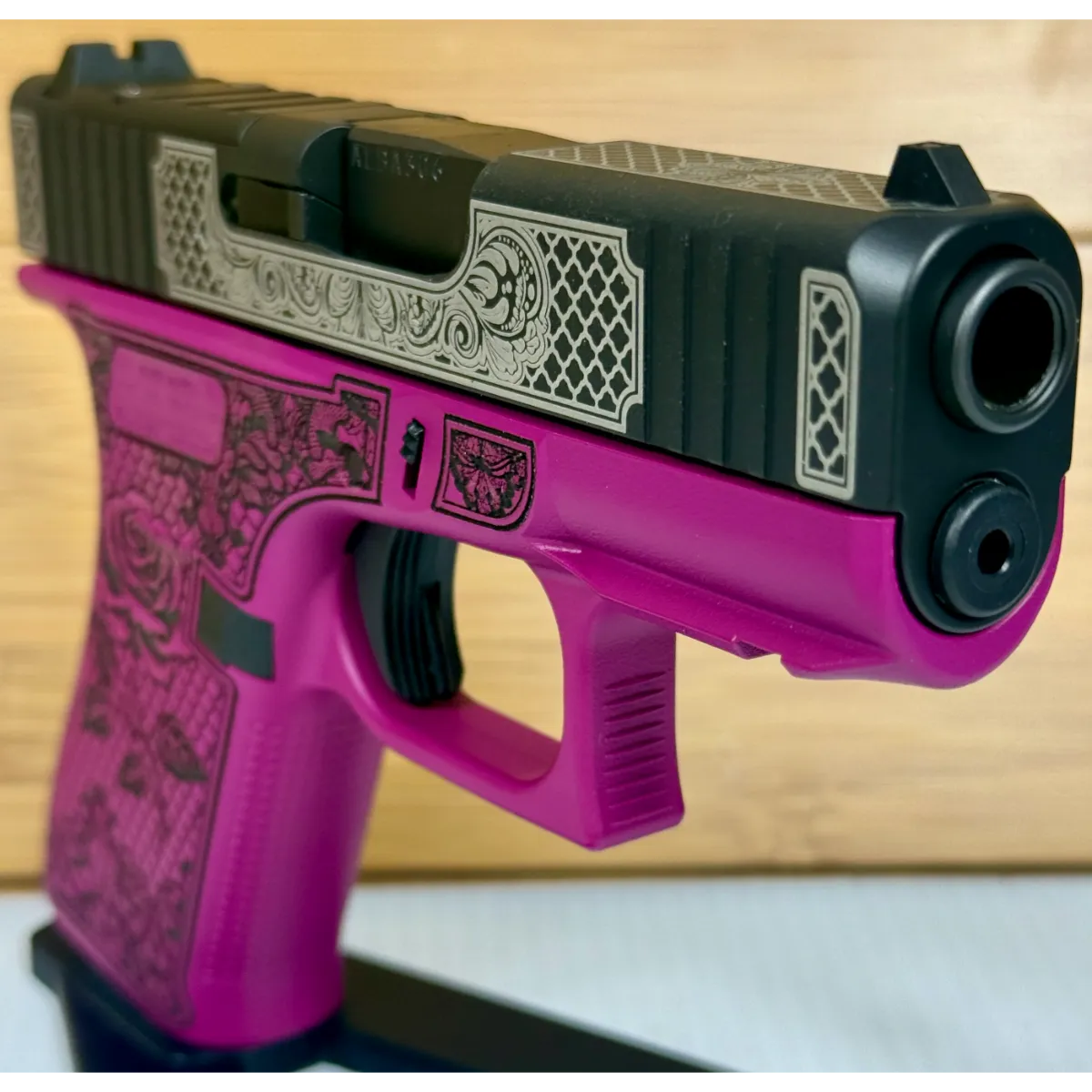 Glock 43X Glocks & Laces Black Cherry 9mm 10Rd Custom Engraved Pistol