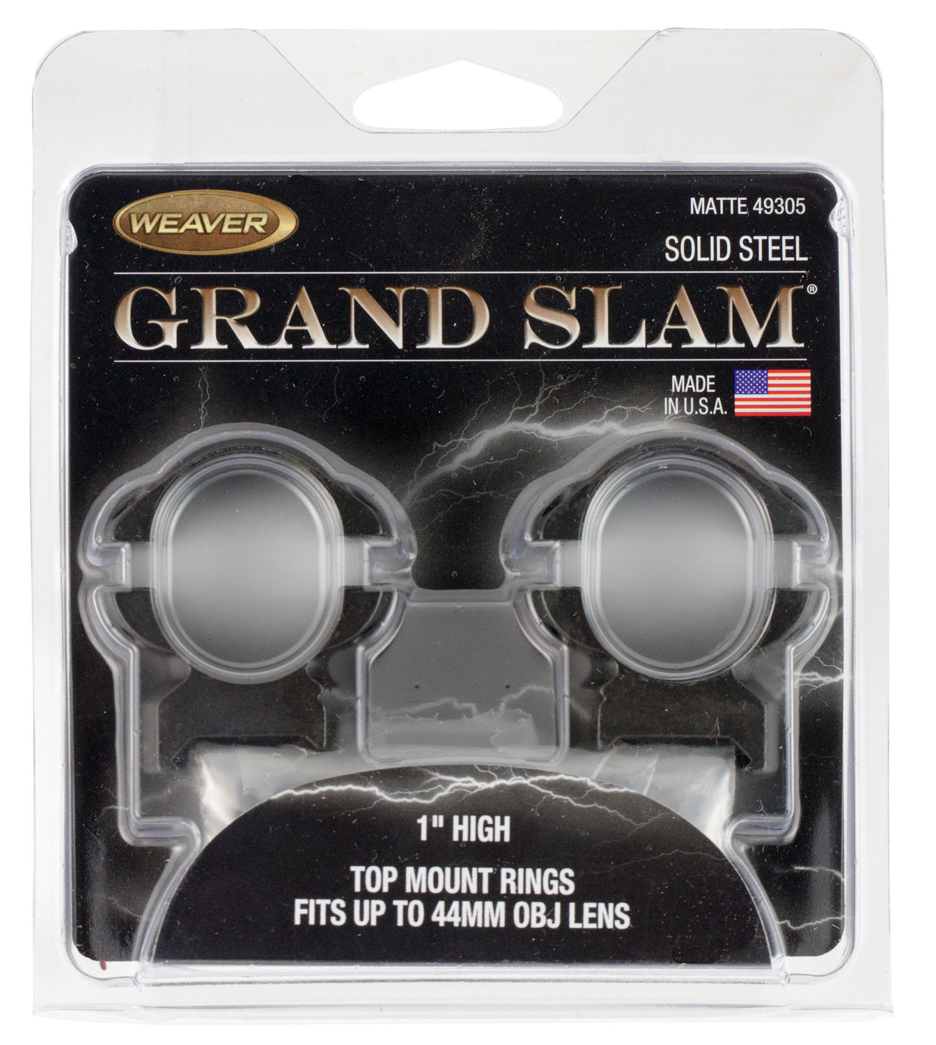Weaver Grand Slam 1" High Lever-Lok Top Mount Scope Ring Set, Matte Black - image 3 of 5