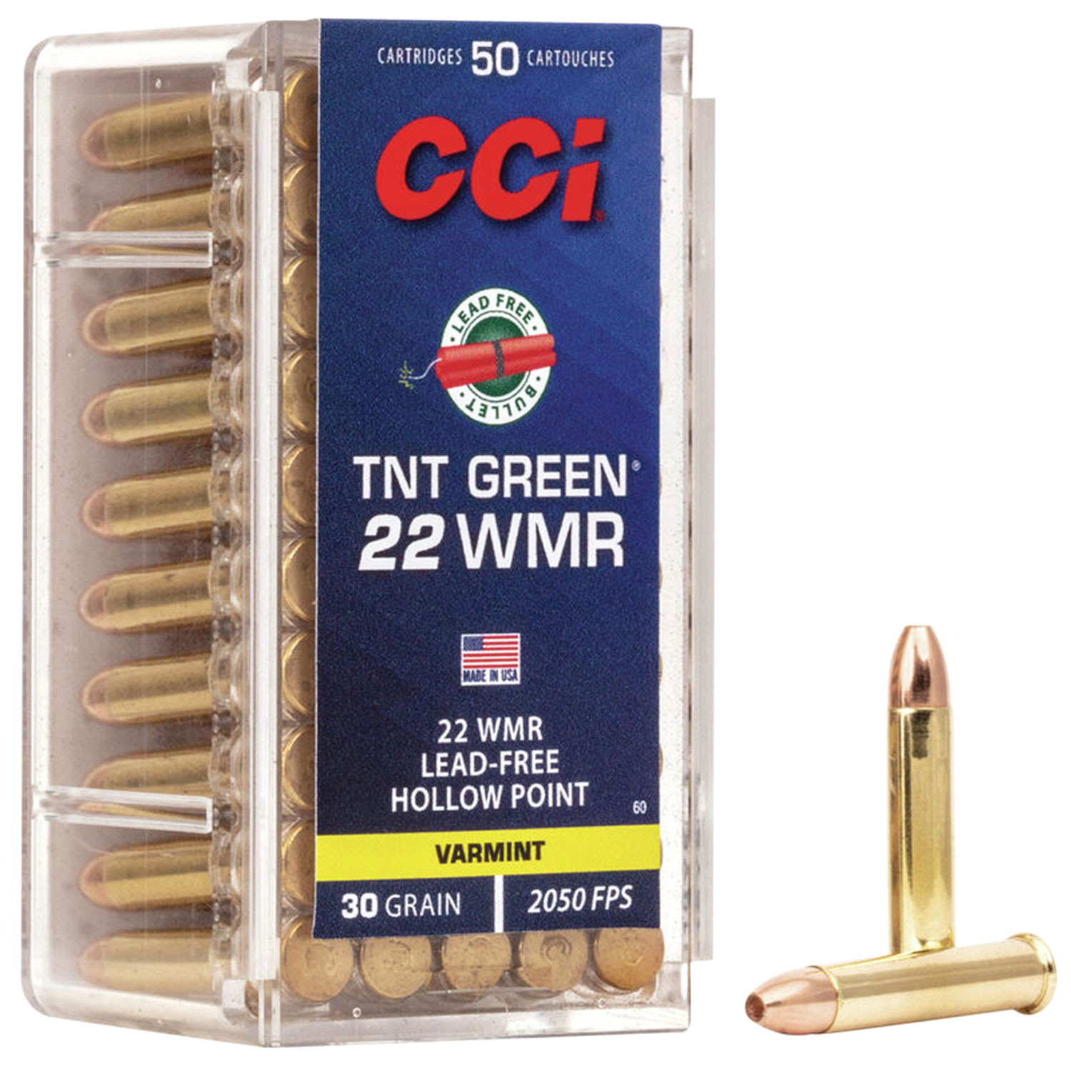 CCI TNT Green .22 WMR 30gr HP Ammo 50rd
