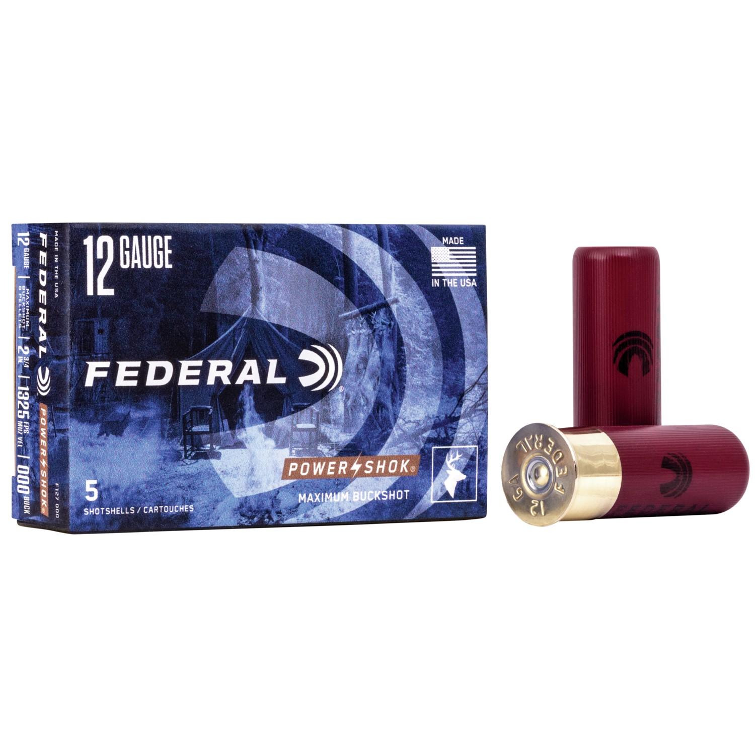 Federal Power-Shok 000 Buck 12 Gauge 2.75" 8-Pellet Buckshot