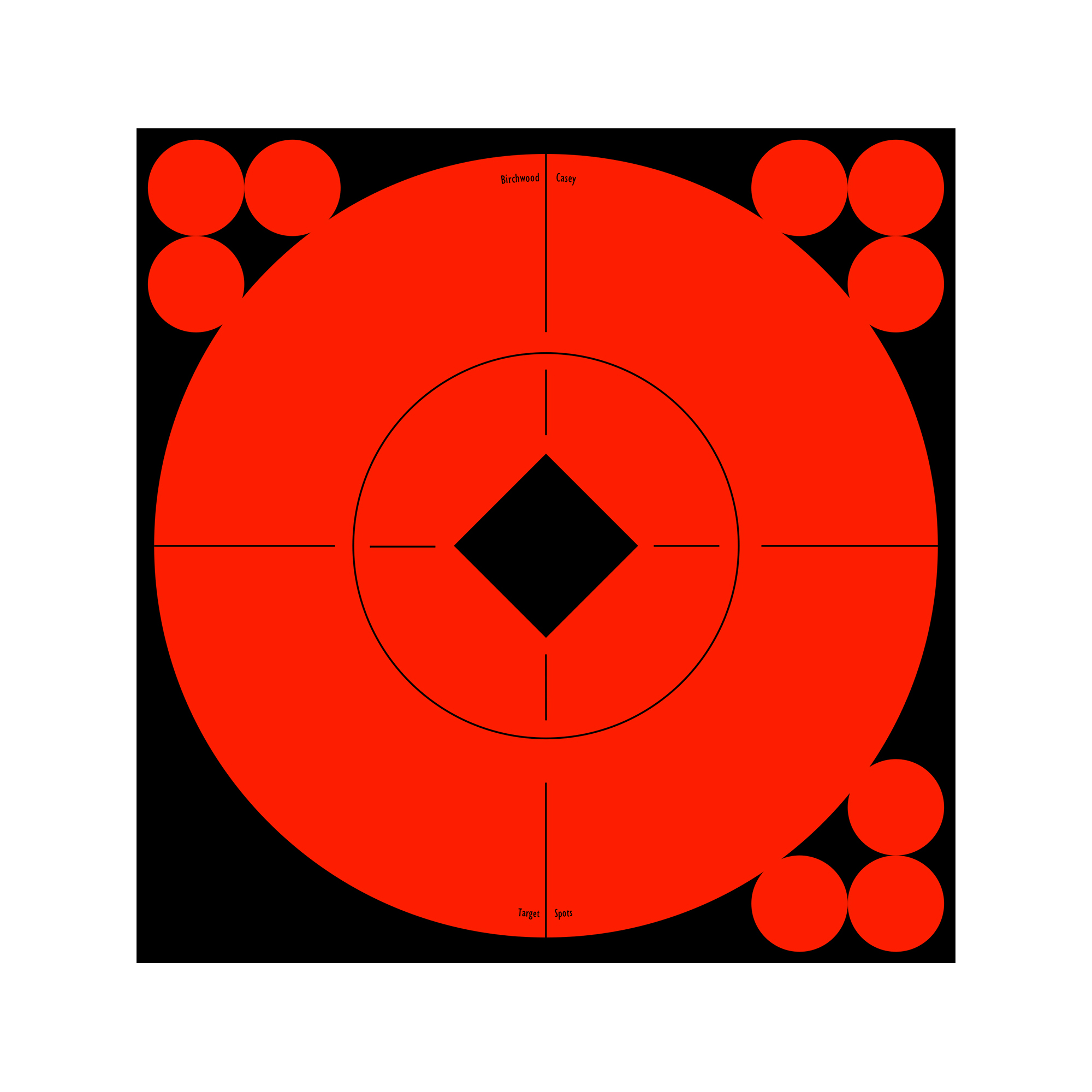 Birchwood Casey TS6 Target Spots - Black/Orange 6" Bullseye Self-Adhesive Paper - 10 Pack