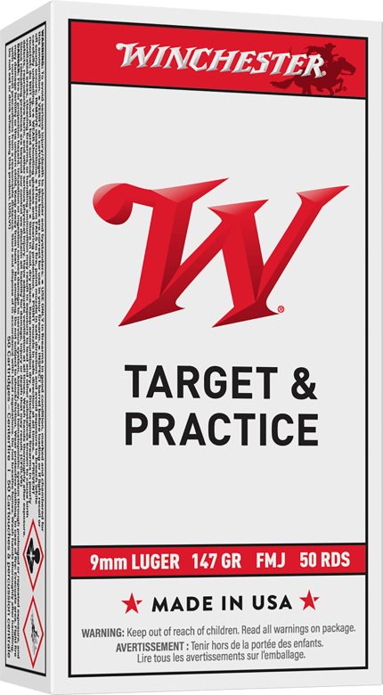 Winchester USA 9mm 147gr FMJ FN Ammo 50rd Box
