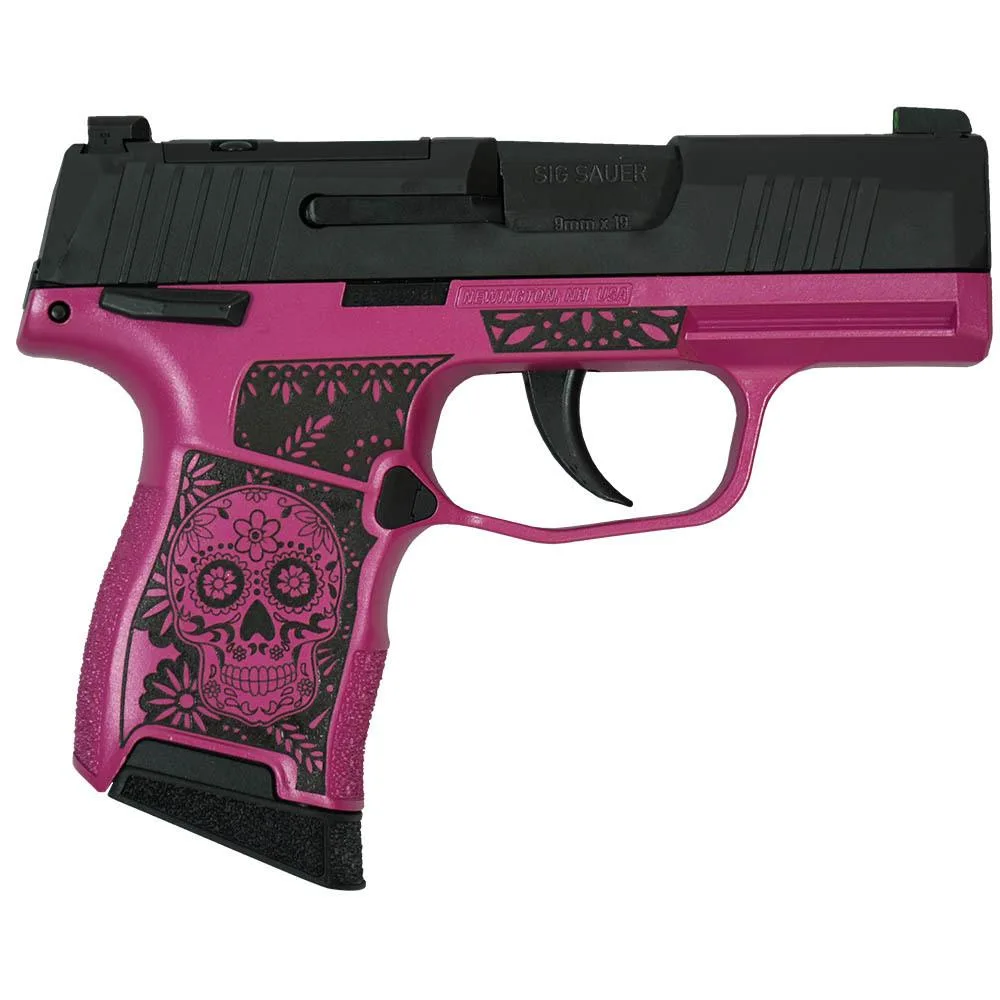 Sig P365 9mm Sugar Skull Medusa Pink Frame 3.1" 10rd (2) MS OR