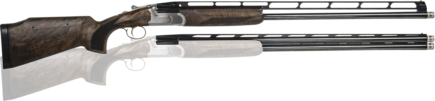 CZ-USA 06582 All American Trap Combo 12 Gauge 3" 2rd 32" Gloss Blued Barrel, Brushed Stainless Metal Finish, Turkish Walnut Stock with Monte Carlo Adjustable Comb