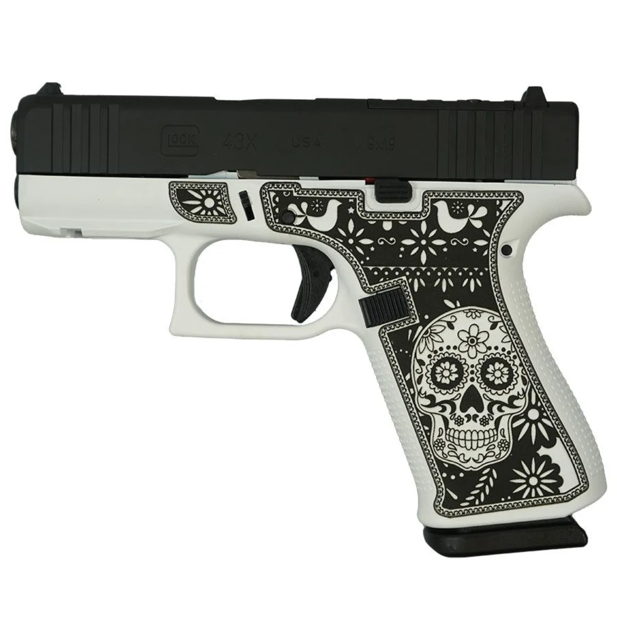 Glock 43X "Sugar Skull" Black & White 9mm 10rd 3.4"RMR/c Optic Cut Handgun