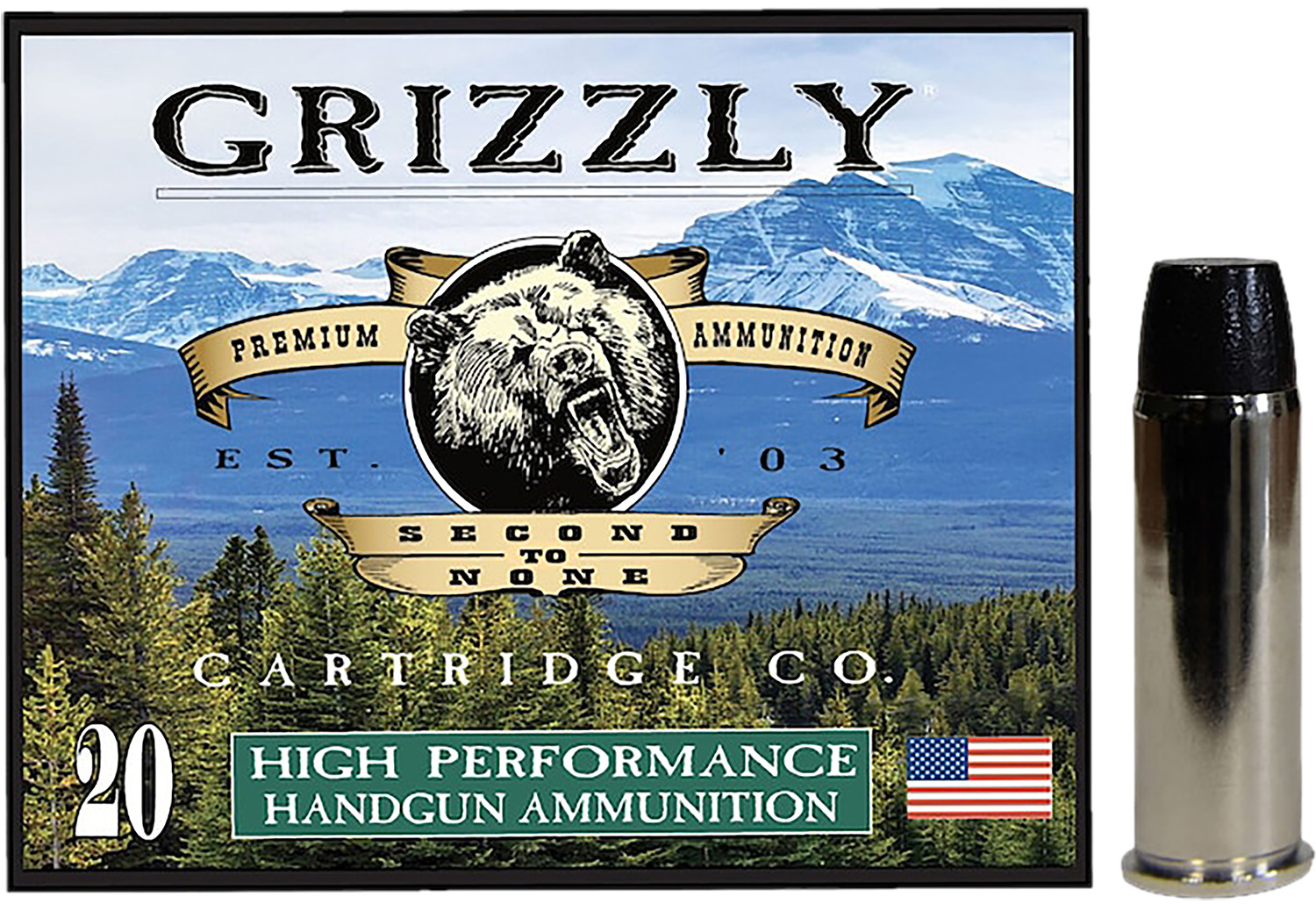 Grizzly Ammo GC44M16 44Mag 300gr Wide Flat Nose Gas Check 20 Per Box/10 Case