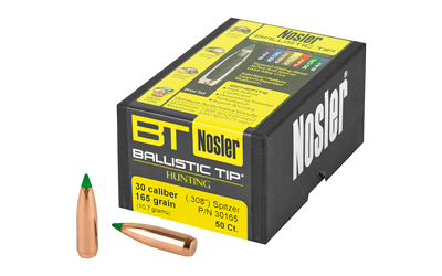 Nosler Ballistic Tip 165 gr .308 Diameter 30 Caliber Spitzer Boat Tail 50 Count