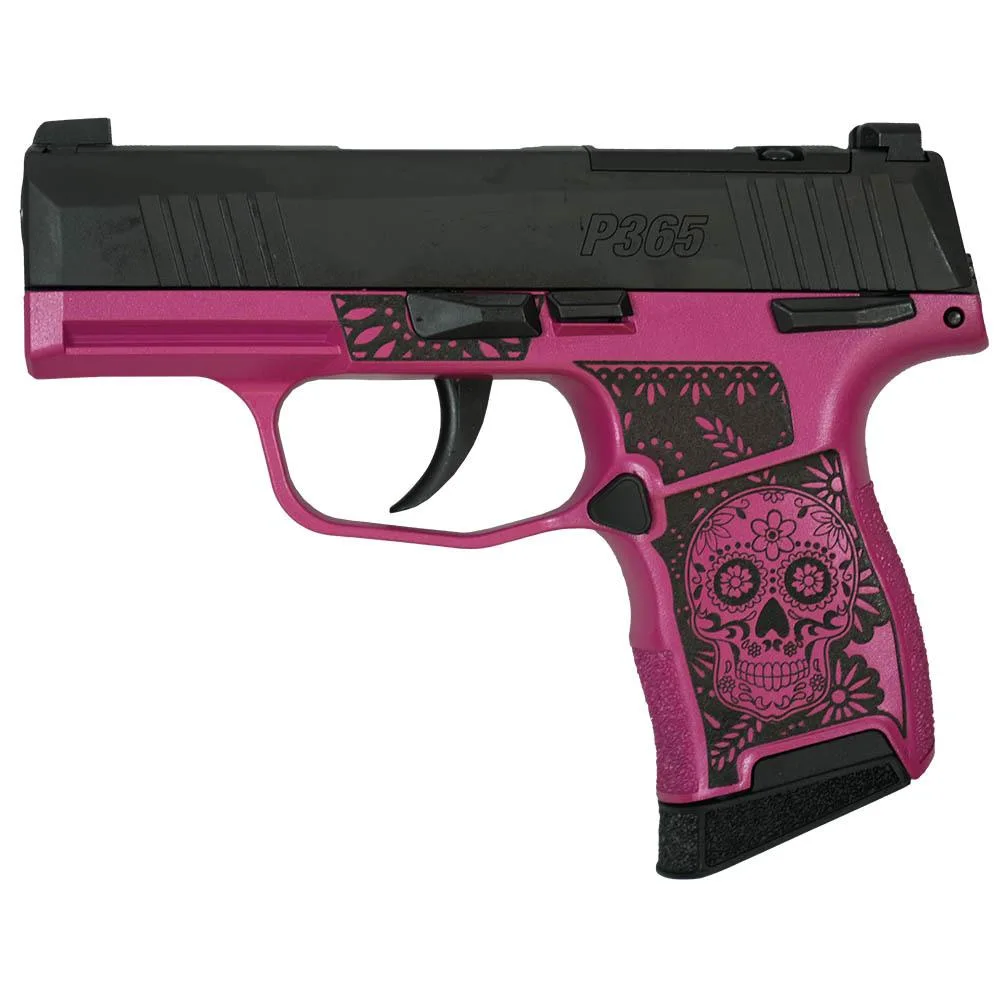 Sig P365 9mm Sugar Skull Medusa Pink Frame 3.1" 10rd (2) MS OR