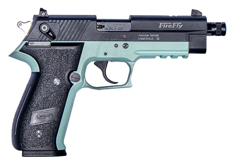GSG GERG2210TFFM FireFly 22 LR 10+1 4" Black Threaded Barrel & Serrated Slide, Mint Zinc Alloy w/Accessory Rail Frame, Black Polymer Grip