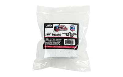 Pro-Shot Cotton Cleaning Patches 2-1/4" Square .38-.45 Cal/.410/20 Gauge 250-Pack