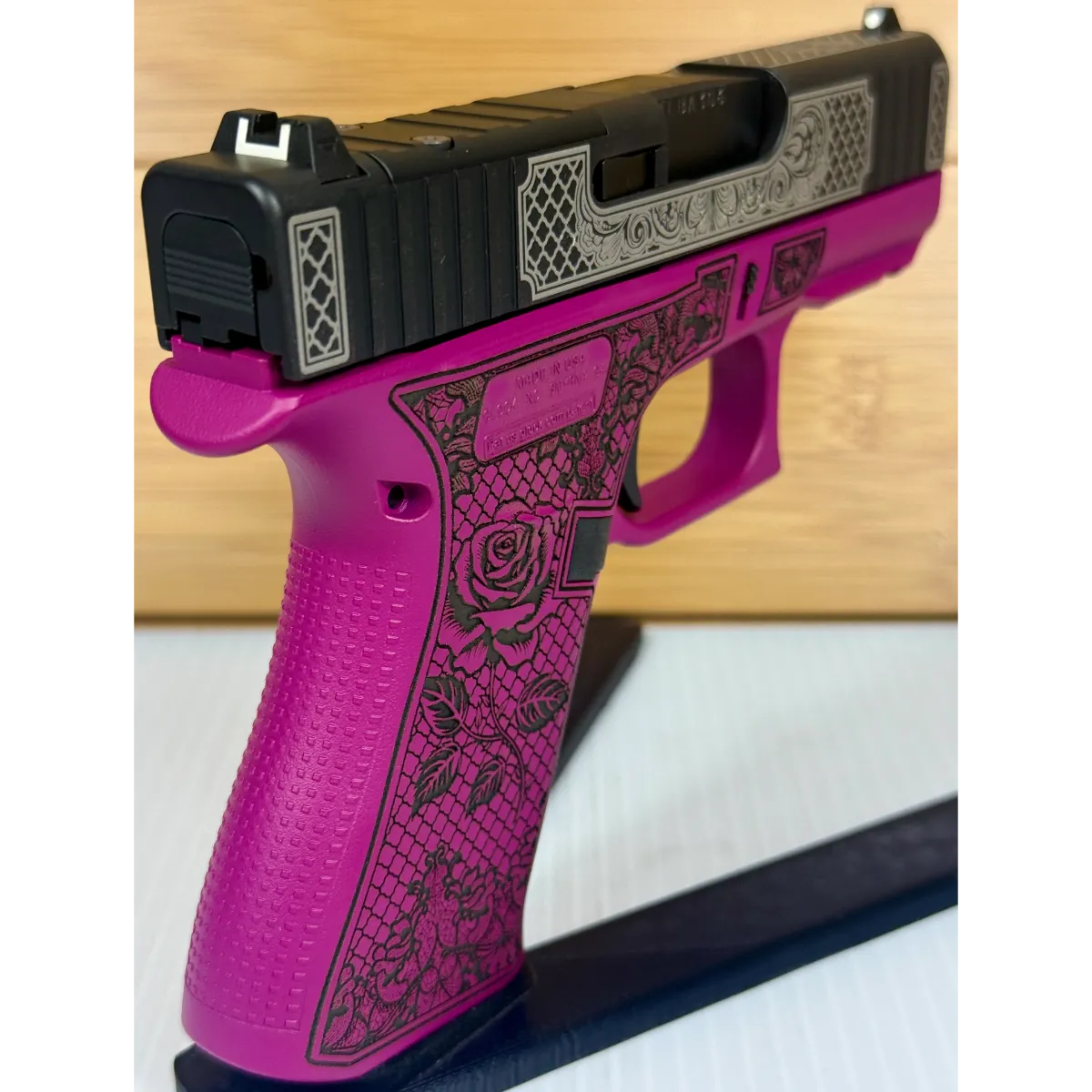 Glock 43X Glocks & Laces Black Cherry 9mm 10Rd Custom Engraved Pistol