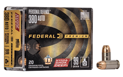 Federal Hydra-Shok Deep 380 Auto 99gr JHP Ammunition 20rd Box