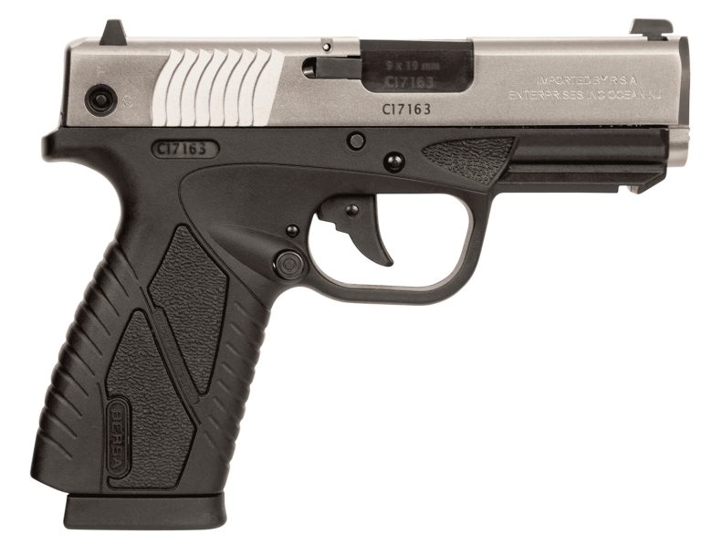 Bersa BP9DTCC BPCC Sub-Compact Frame 9mm Luger 8+1 3.30" Black Steel Barrel, Nickel Cerakote Serrated Steel Slide, Matte Black Polymer Frame w/Picatinny Rail