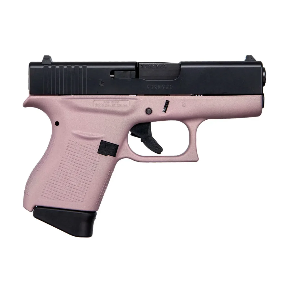 Glock 43 USA 9mm Pistol Pink Cerakote Frame Black Slide 6-Round