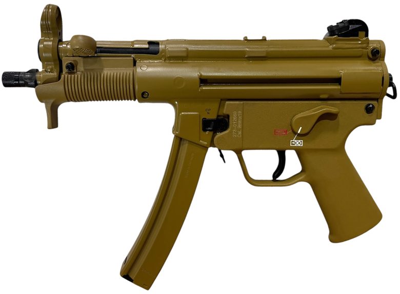 HK SP5K-PDW RAL8000 9mm 4.53" FDE 10+1 Pistol with 2 Magazines