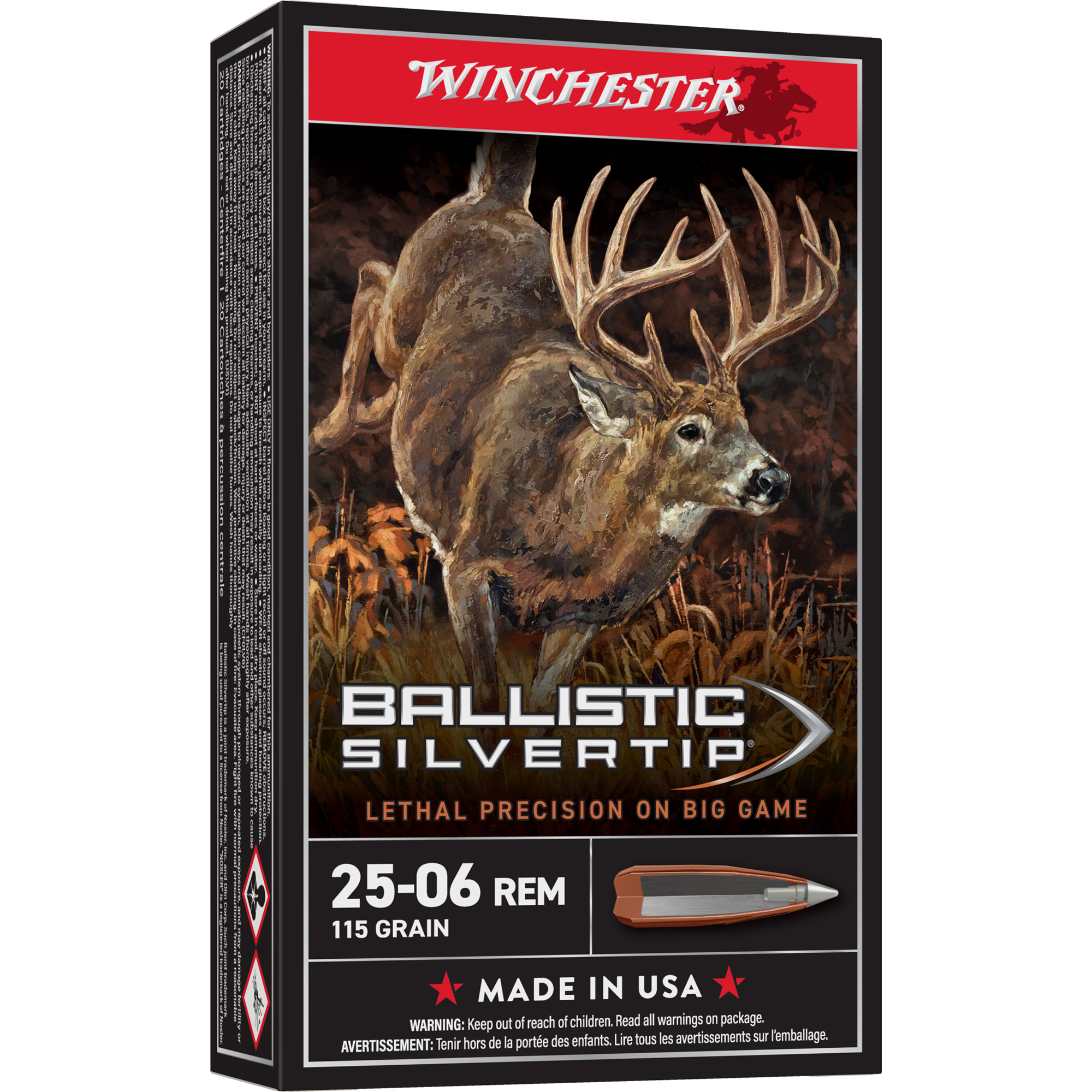 Winchester Ballistic Silvertip 25-06 Remington 115gr Polymer Tip