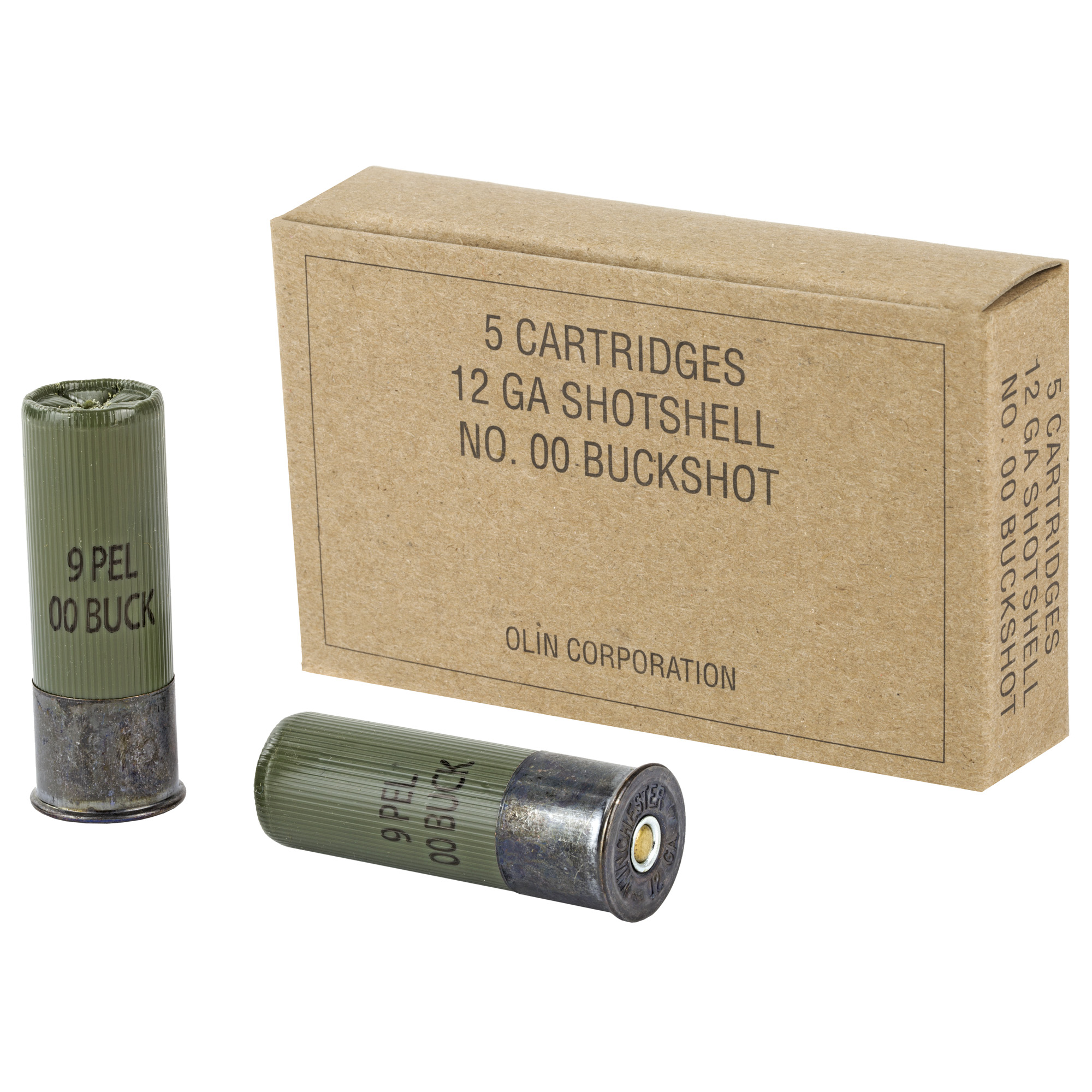 Winchester Military 12 Gauge 2-3/4" 00 Buckshot 9-Pellet Shotgun Ammunition