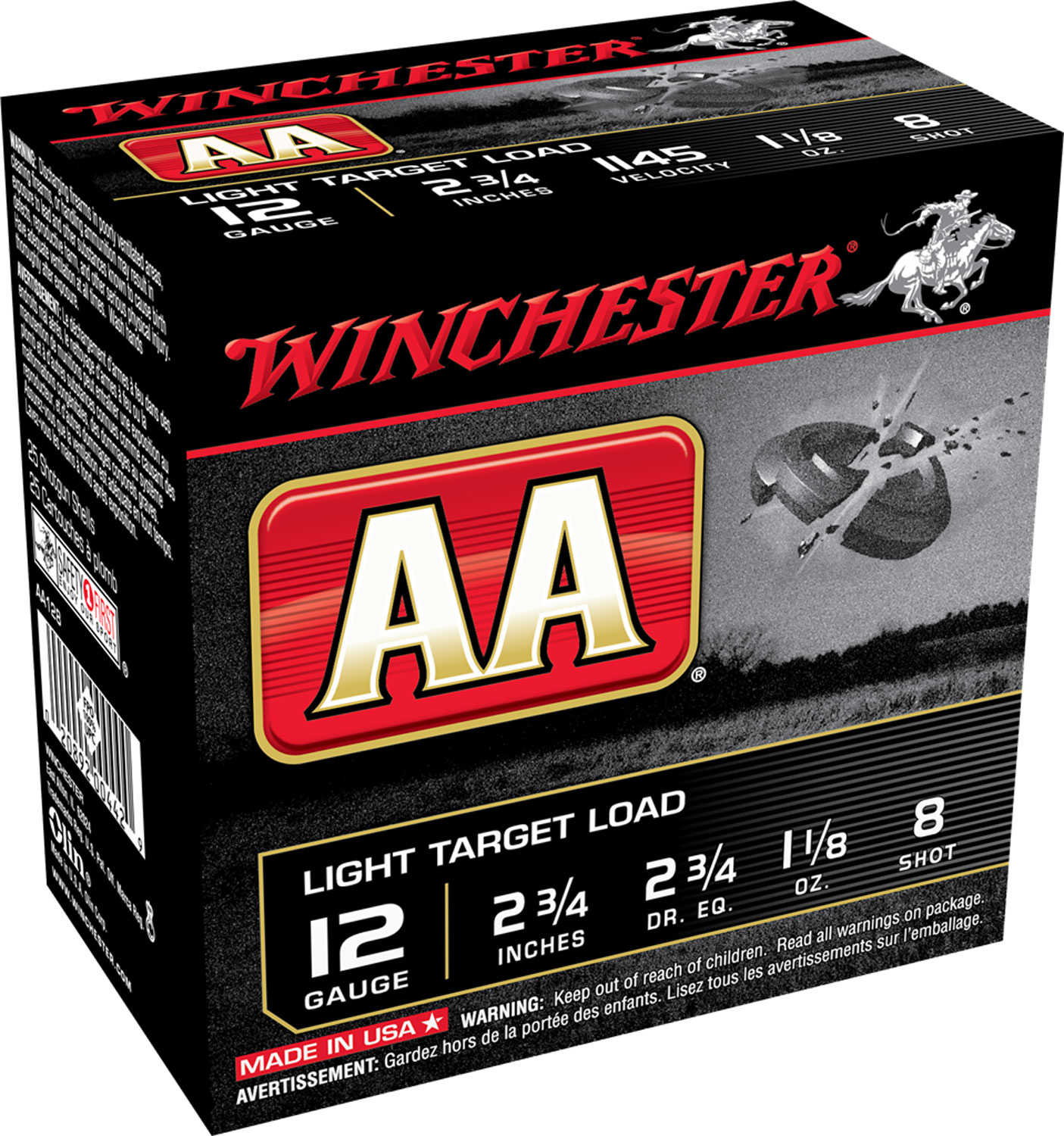 Winchester AA Light Target 12ga 2.75" 1-1/8oz #8 100rd Value Pack