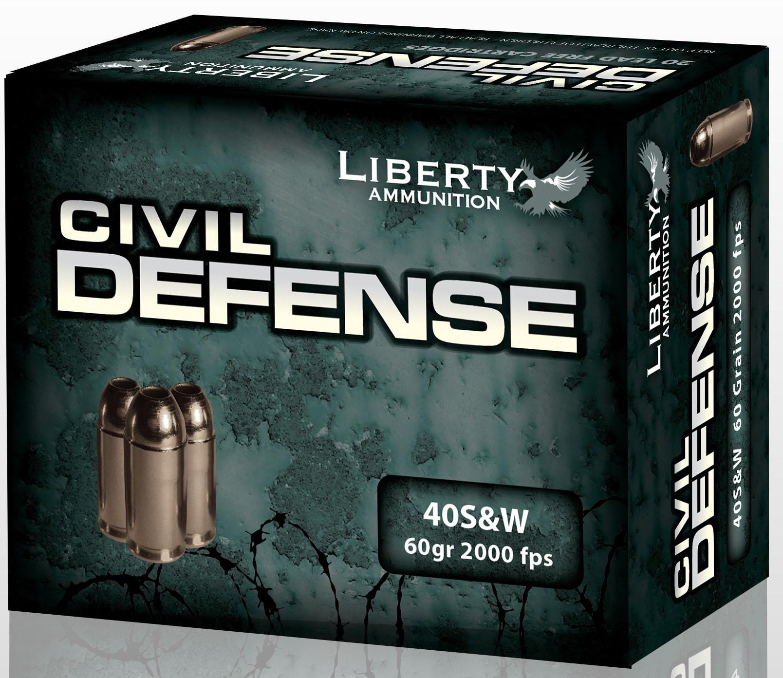 Liberty Civil Defense .40 S&W 60gr SCHP 2000fps Ammo 20rd Box