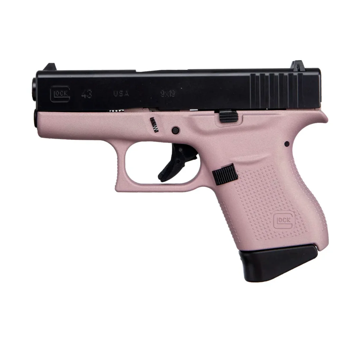 Glock 43 USA 9mm Pistol Pink Cerakote Frame Black Slide 6-Round