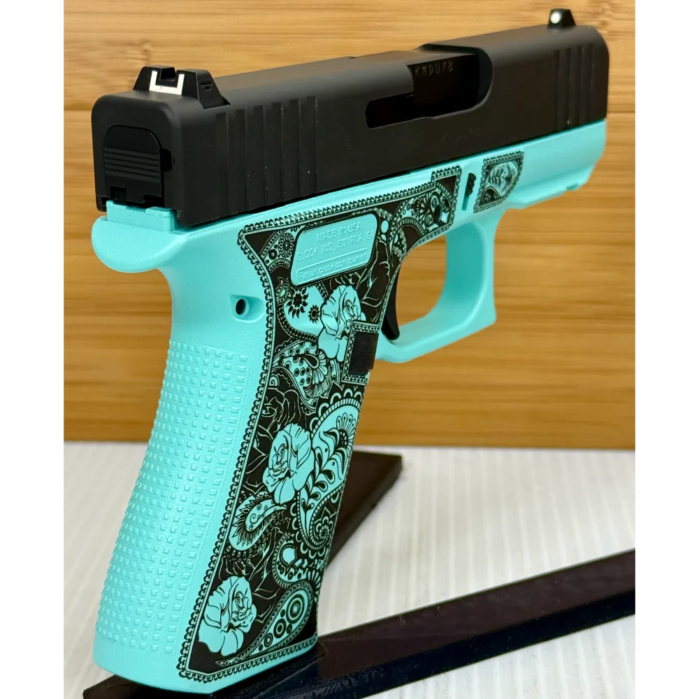 Glock 43X Robin's Egg Glocks & Roses 9mm – Compact Concealed Carry Pistol