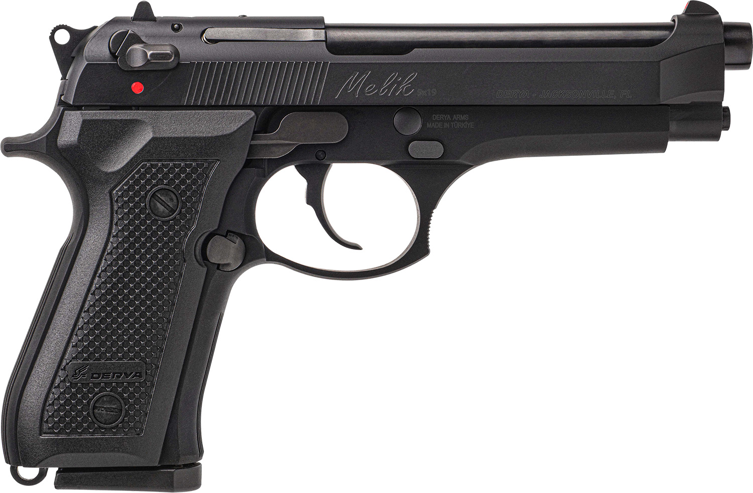 Derya Firearms 15LMELIK9TR Melik 9mm Luger 15+1 4.90" Black Melonite Steel Barrel, Black Melonite Serrated Steel Slide, Black Aluminum Frame, Black Polymer Grip