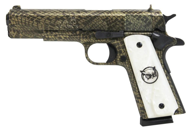 Iver Johnson 1911 A1 Water Moccasin .45 ACP 5" 8+1 Green Snakeskin Pearl Grip