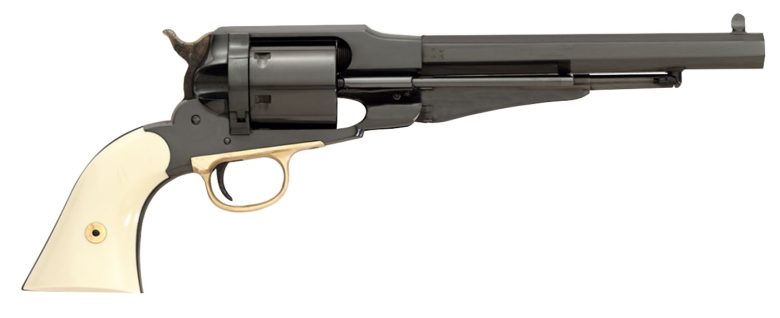 Taylors & Company 550760 Remington Conversion LawDawg 45 Colt (LC) Caliber with 8" Barrel, 6rd Capacity Cylinder, Overall Blued Finish Steel & 2-Piece Ivory Grip
