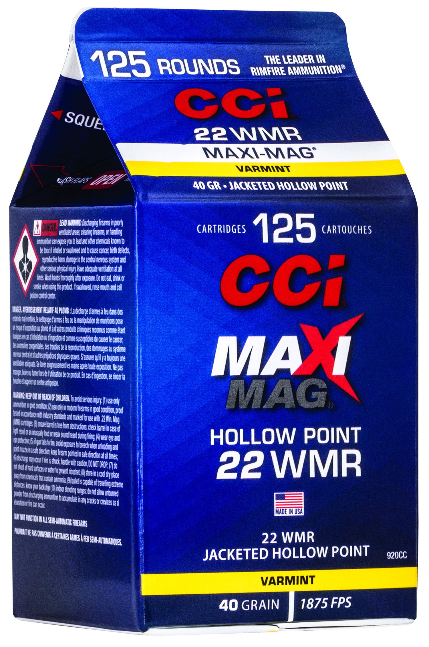 CCI Maxi-Mag .22 WMR 40gr JHP 125rd