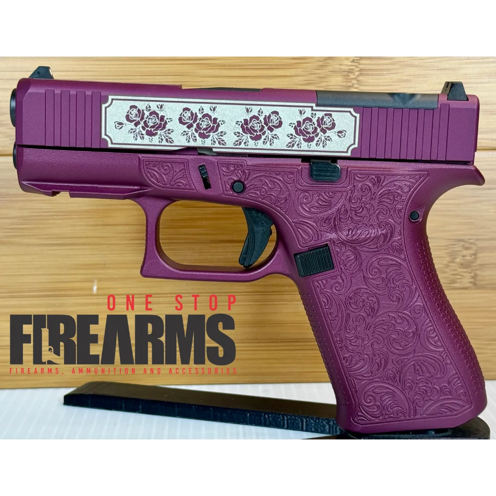 Glock 43X MOS 9mm Glock & Roses Black Cherry Engraved 3.41" 10rd (2)